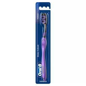   Oral-B OM036 DUAL CL 40 Fogkefe, Eltávolítja a Lepedékképző Baktériumokat, Közepes Keménységű Sörték