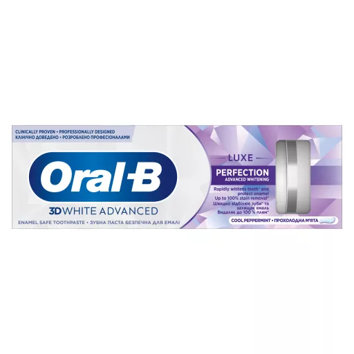 Oral-B 3D White Advanced Luxe Perfection Fogkrém, Hűsítő borsmenta 75 ml