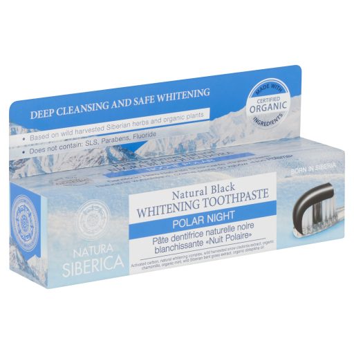 Natura Siberica Polar Night fluoridmentes fekete fogkrém fehérítő hatással 100 g