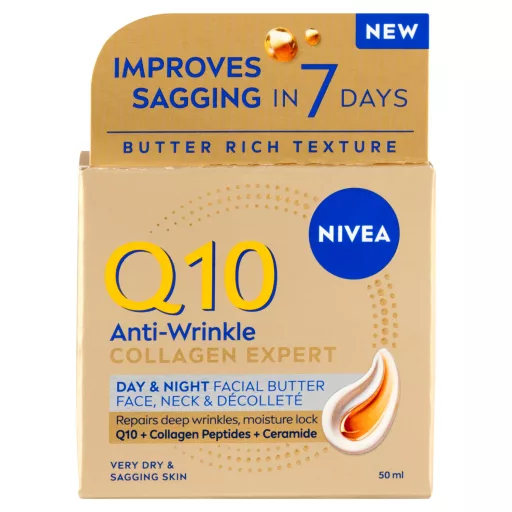Nivea arcvaj 50ml Q10 Collagen Expert tápláló nappali és éjszakai