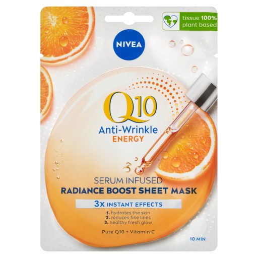 NIVEA Q10 Energy szérummal átitatott fátyolmaszk 1 db