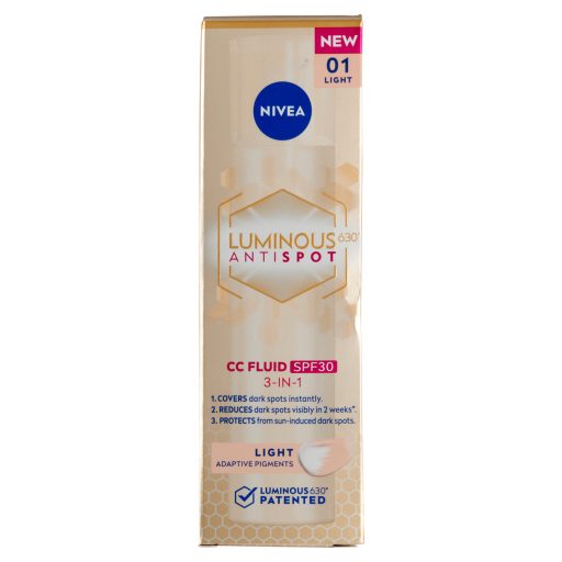 NIVEA Luminous630 világos pigmentfoltok elleni CC fluid FF30 40 ml