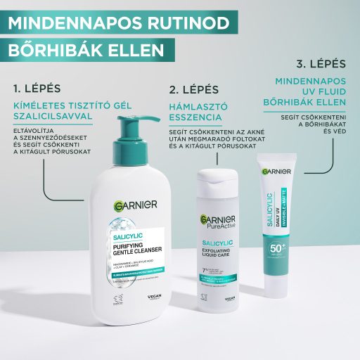Garnier fényvédő arckrém 40ml pure fluid Active BHA+Niacimanid SPF50+