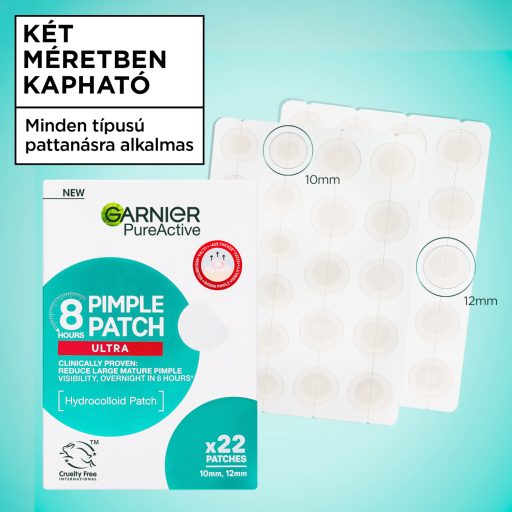 Garnier Pure Active Ultra pattanás tapasz 10 mm + 12 mm 22 db
