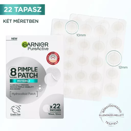 Garnier Pure Active Invisible láthatatlan pattanás tapasz 10 mm, 12 mm 22 db
