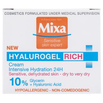   Mixa Hyalurogel Rich hialuronsavval gazdagított intenzíven hidratáló arcápoló, 50 ml