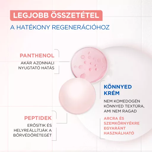 Mixa Anti-Reaction hidratáló, regeneráló krém panthenollal és peptidekkel a bőr hidratálásához és regenerálásához, érzékeny bőrre alkalmas, 50 ml