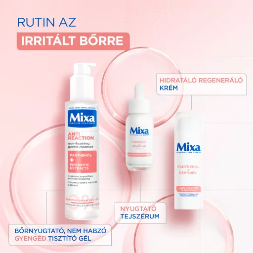 Mixa Anti-Reaction hidratáló, regeneráló krém panthenollal és peptidekkel a bőr hidratálásához és regenerálásához, érzékeny bőrre alkalmas, 50 ml