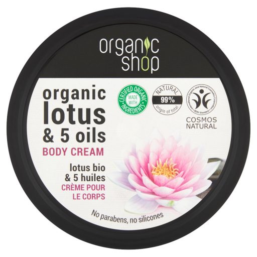 Organic Shop Indiai Lótusz testápoló krém bio lótusz és 5 növényi olajkivonattal 250 ml