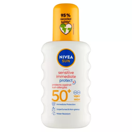NIVEA SUN Sensitive Immediate Protect napallergia elleni napozó spray FF50+ 200 ml