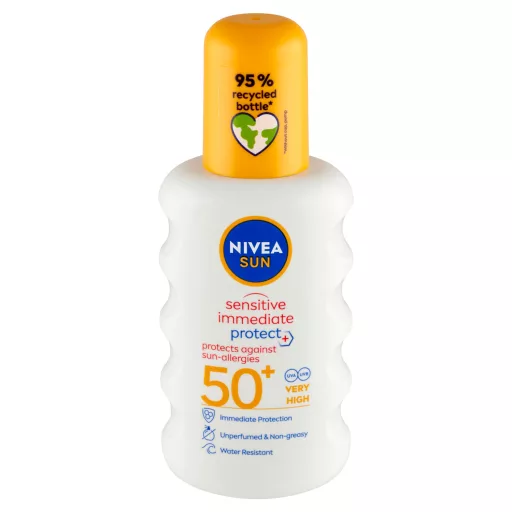 NIVEA SUN Sensitive Immediate Protect napallergia elleni napozó spray FF50+ 200 ml