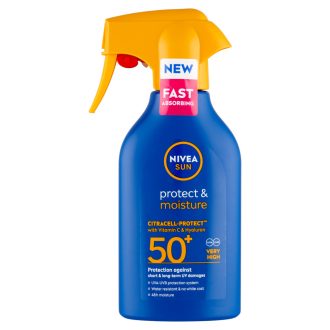   NIVEA SUN Protect & Moisture hidratáló szórófejes naptej FF50+ 270 ml