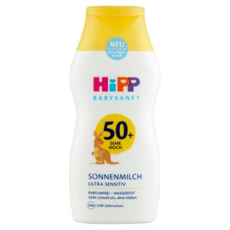   HiPP Babysanft naptej érzékeny bőrre babáknak és gyermekeknek 50+, UVA+UVB szűrővel 200 ml