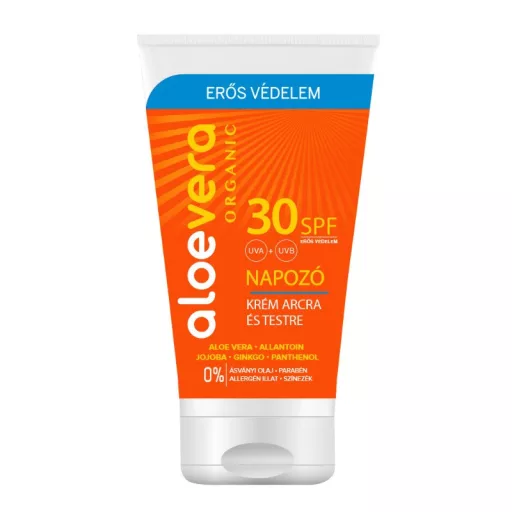 Aloe Vera Organic SPF30 Napozó krém arcra és testre 150ml