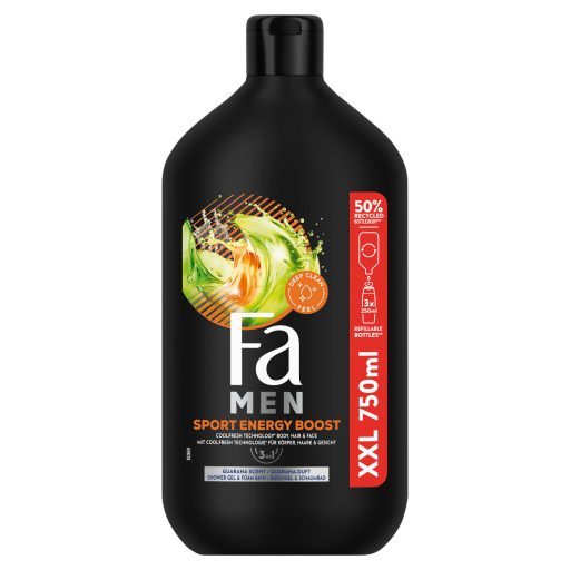 Fa Men Energy Boost tusfürdő és habfürdő testre, hajra és arcra guarana illattal 750 ml