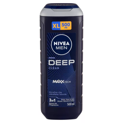 NIVEA MEN Deep Clean 3 az 1-ben tusfürdő testre, arcra, hajra 500 ml