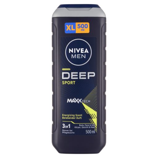 NIVEA MEN Deep Sport 3 az 1-ben tusfürdő testre, arcra és hajra 500 ml