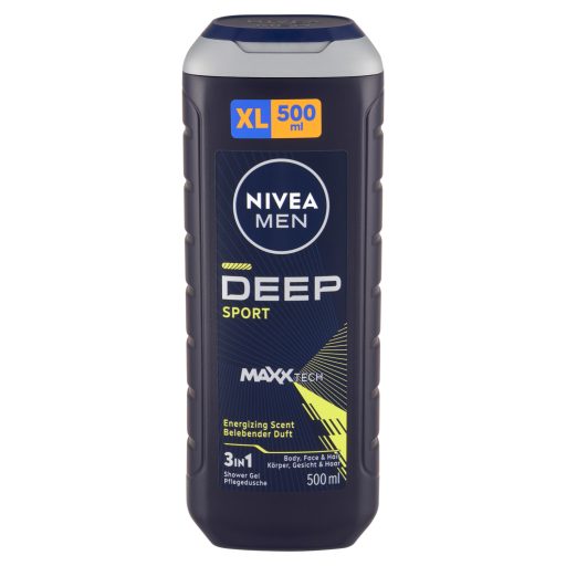 NIVEA MEN Deep Sport 3 az 1-ben tusfürdő testre, arcra és hajra 500 ml