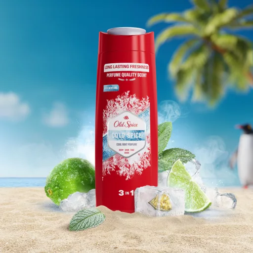 Old Spice Cold Spice Férfi 3 az 1-ben Arcmosó, Tusfürdő és Sampon, 400 ml
