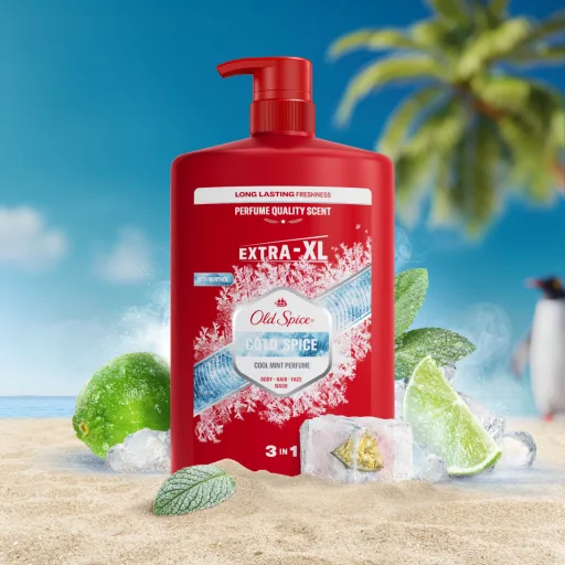 Old Spice Cold Spice Férfi 3 az 1-ben Arcmosó, Tusfürdő és Sampon, 1000 ml