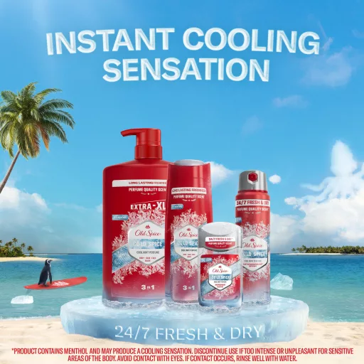 Old Spice Cold Spice Férfi 3 az 1-ben Arcmosó, Tusfürdő és Sampon, 1000 ml