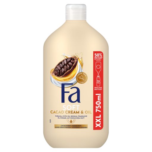 Fa Soft Cocoa Cream & Oil krémtusfürdő és habfürdő kakaó illattal 750 ml