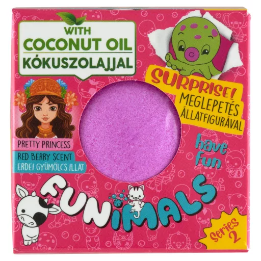 FUNIMALS Fürdőgolyó HAVE FUN - Pink - Erdeigyümölcs illattal és meglepetés figurával