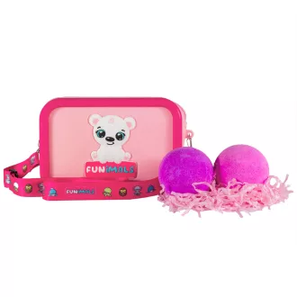   Funimals fürdőgolyó 2x105g + meglepetés figurával + pink táska