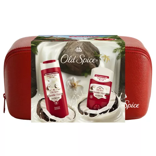 Old Spice Ajándékszett Kozmetikai Táskában Kókusz és Vanília Illatú Stift Dezodorral és Tusfürdővel