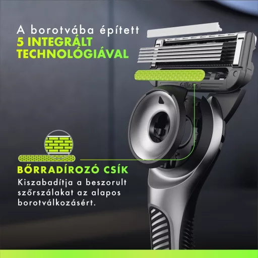 GilletteLabs Borotva Bőrradírral, 1 db Markolat, 1 db Borotvabetét, 1 db Fali Borotvatartó