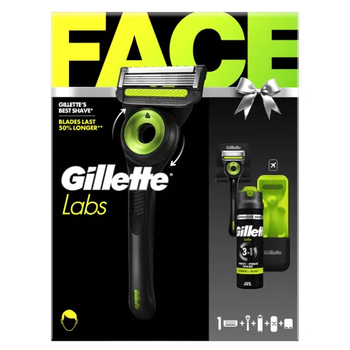 Gillette Labs Ajándékcsomag, borotva +1 betét+borotvagél 198 ml+tartó