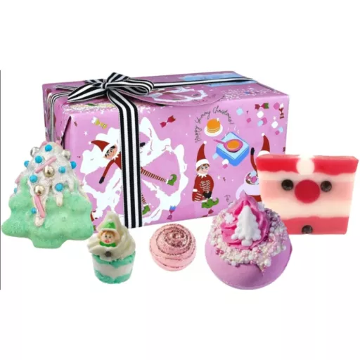 Bomb Cosmetics ajándékcsomag 2db fürdőbomba + 2db fürdősüti + szappan Elf móka