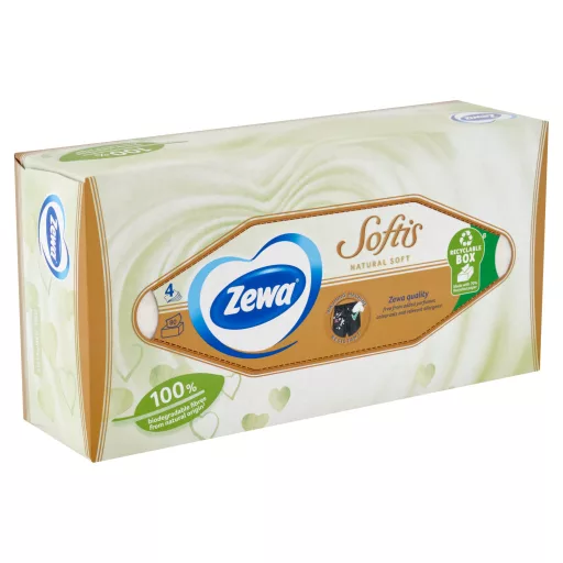 Zewa Softis Natural Soft dobozos papír zsebkendő 4 rétegű 80 db
