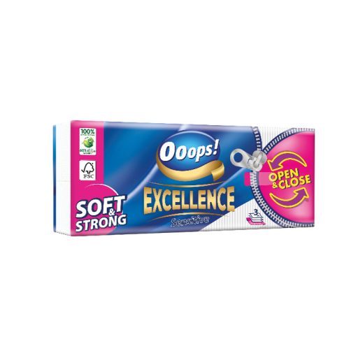 Ooops! Excellence papírzsebkendő 90db-os 3 rétegű Sensitive Open&Close