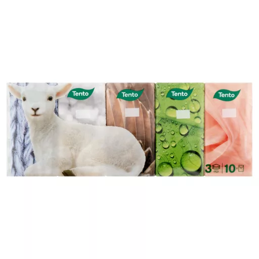 Tento Natural Soft papír zsebkendő 3 rétegű 10 x 10 db
