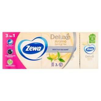   Zewa Deluxe Aroma Spirit of Tea illatosított papír zsebkendő 3 rétegű 10 x 10 db