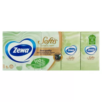   Zewa Softis Natural Soft illatmentes papír zsebkendő 4 rétegű 10 x 9 db