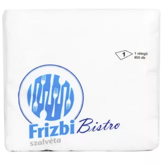Frizbi szalvéta 600db 1 rétegű Bistro fehér 15x15cm
