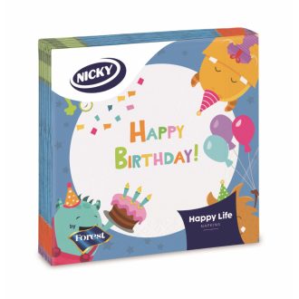 Nicky szalvéta 20db Childrend 3 rétegű - Happy Birthday