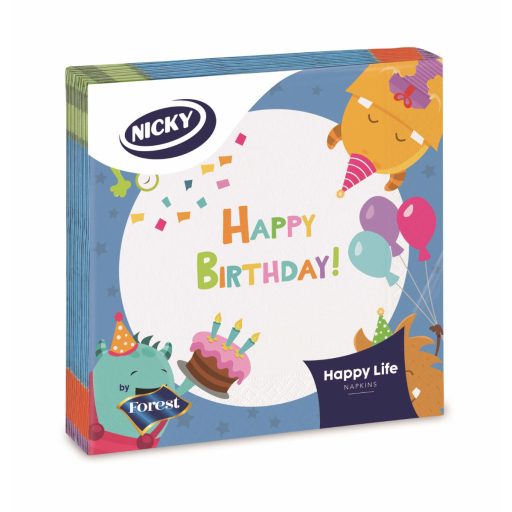 Nicky szalvéta 20db Childrend 3 rétegű - Happy Birthday