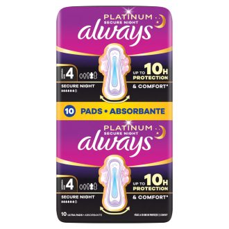   Always Platinum Secure Night (4-Es Méret) Szárnyas Egészségügyi Betét, 10 db