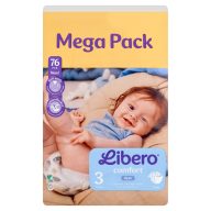   Libero Comfort egyszerhasználatos pelenka, méret: 3, 5-8 kg, 76 db