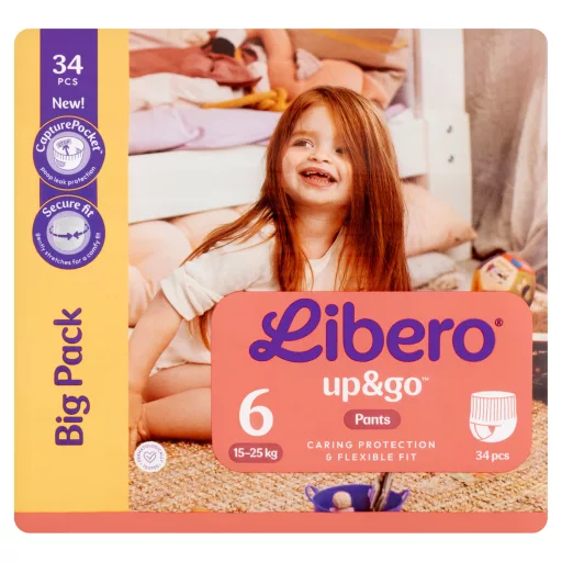 Libero Up&Go egyszerhasználatos bugyipelenka, méret: 6, 15-25 kg, 34 db