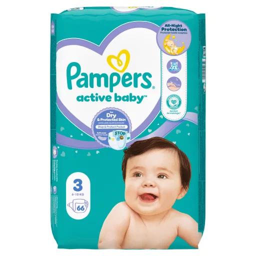 Pampers Active Baby Pelenka, Méret: 3, 66 db Pelenka, 6kg-10kg