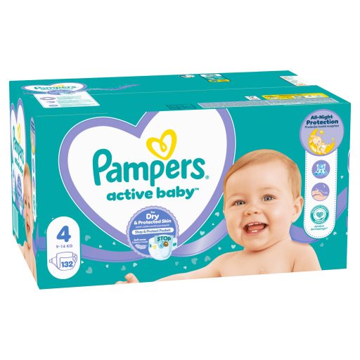 Pampers Active Baby Pelenka, Méret: 4, 132 db Pelenka, 9kg-14kg