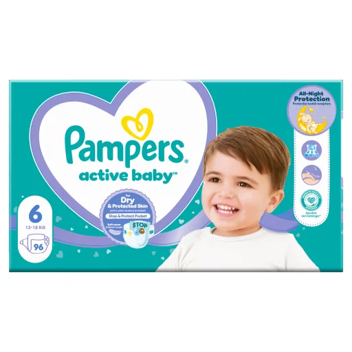 Pampers Active Baby Pelenka, Méret: 6, 96 db Pelenka, 13kg-18kg