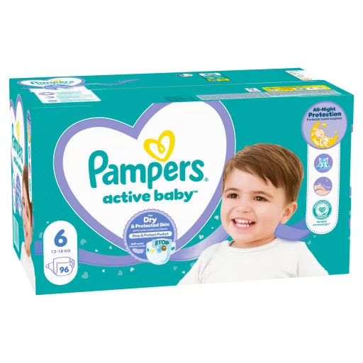 Pampers Active Baby Pelenka, Méret: 6, 96 db Pelenka, 13kg-18kg