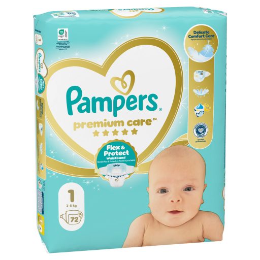 Pampers Premium Care, Méret: 1, 72 Pelenka, 2kg-5kg