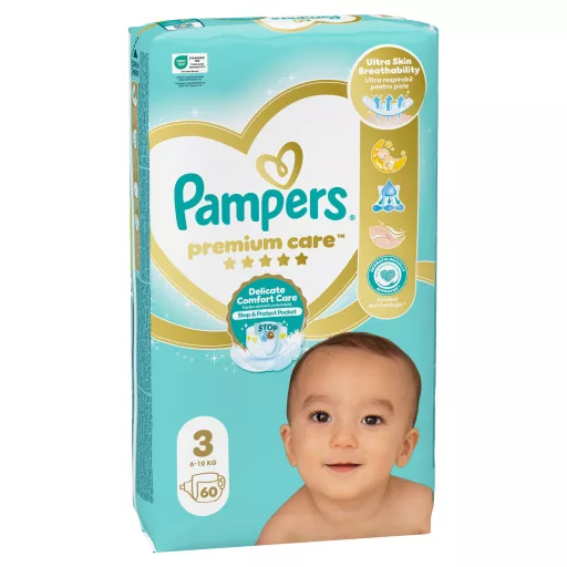 Pampers Premium Care, Méret: 3, 60 Pelenka, 6kg-10kg