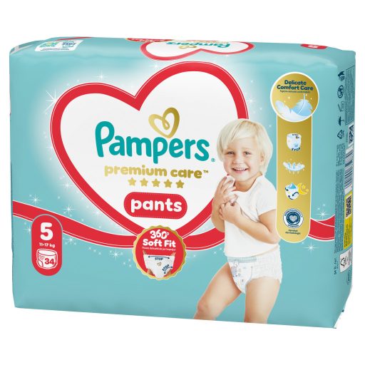 Pampers Premium Care Bugyipelenka, Méret: 5, 34 db Pelenka, 11kg-17kg